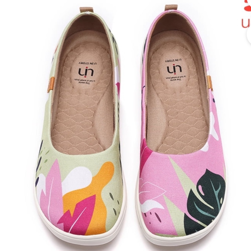 Women's Ballet Flats Floral Lightweight Slip On Comfort Round Toe Shoes - Picture 4 of 14